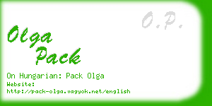 olga pack business card